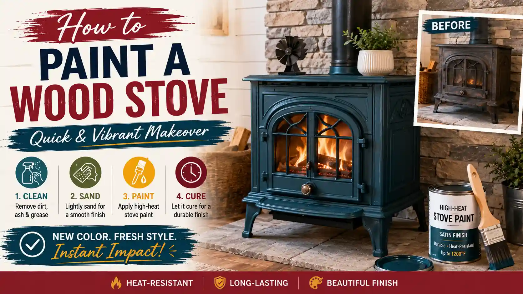 How to Paint a Wood Stove: Quick & Vibrant Makeover