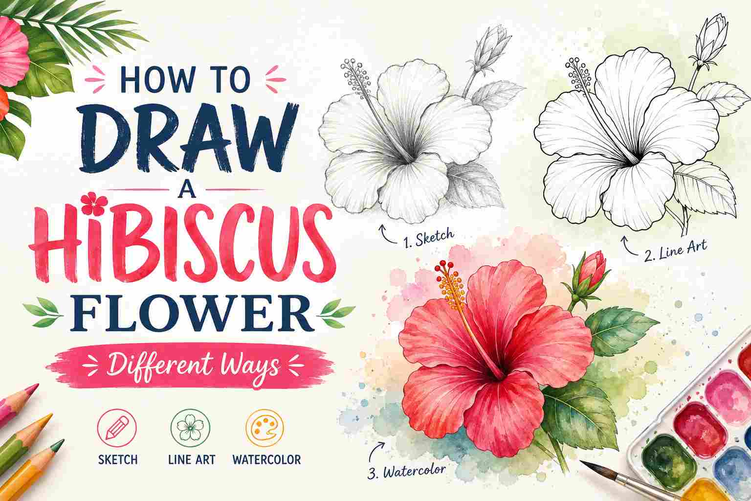 How To Draw A Hibiscus Flower: Different Ways