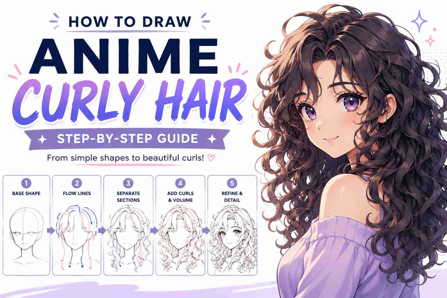 How to Draw Anime Curly Hair Step-by-Step Guide