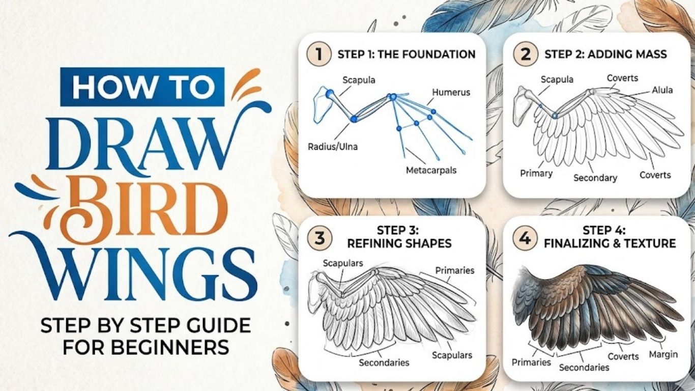 How to Draw Bird Wings Step by Step Guide for Beginners