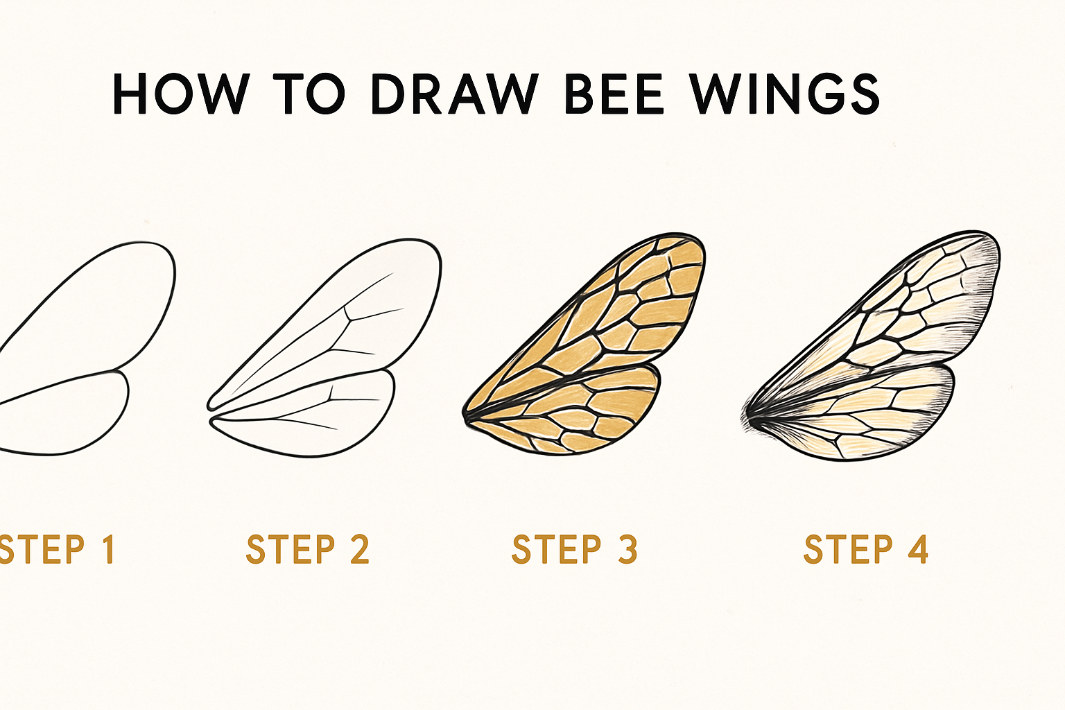 how to draw bee wings
