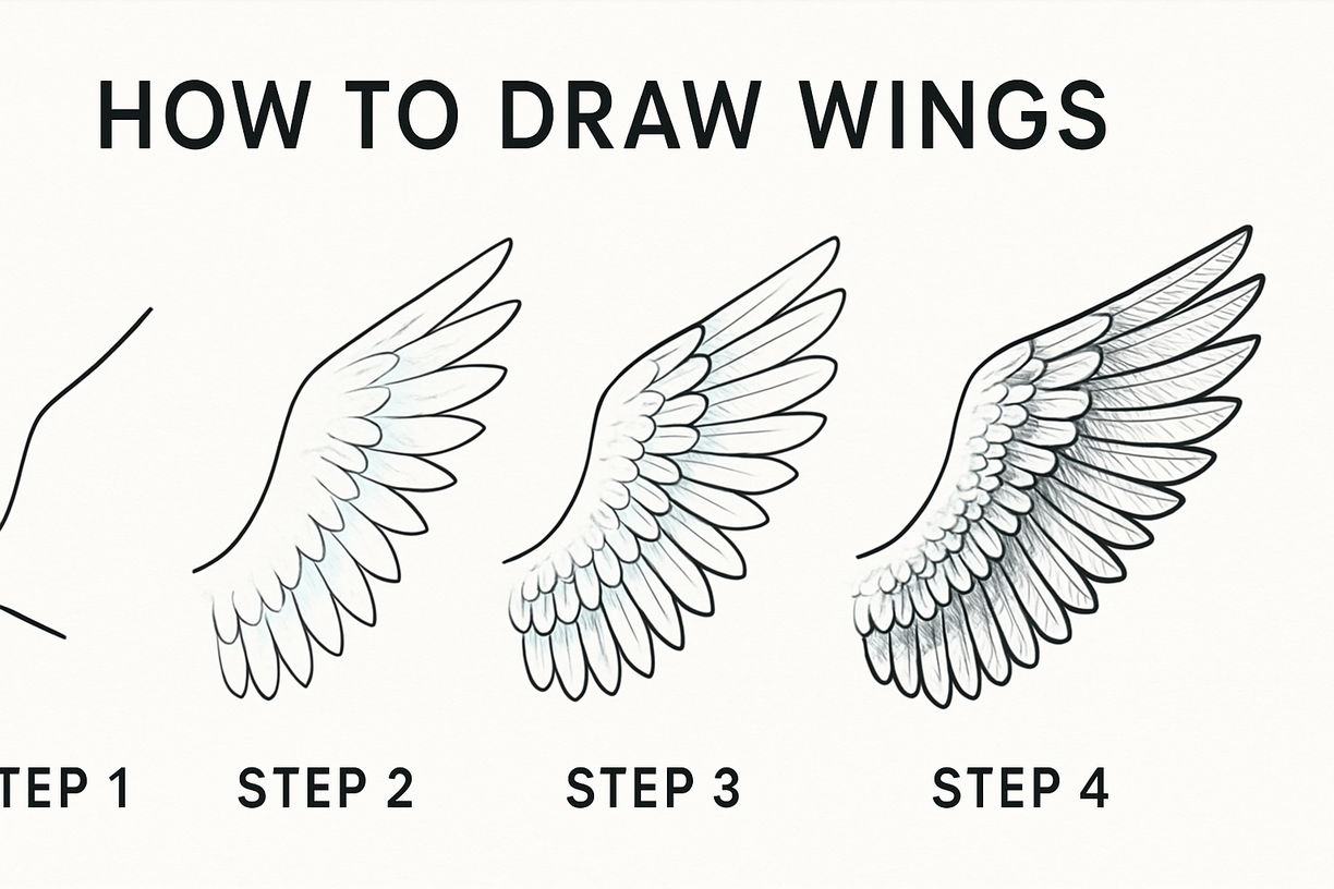 how to draw wings