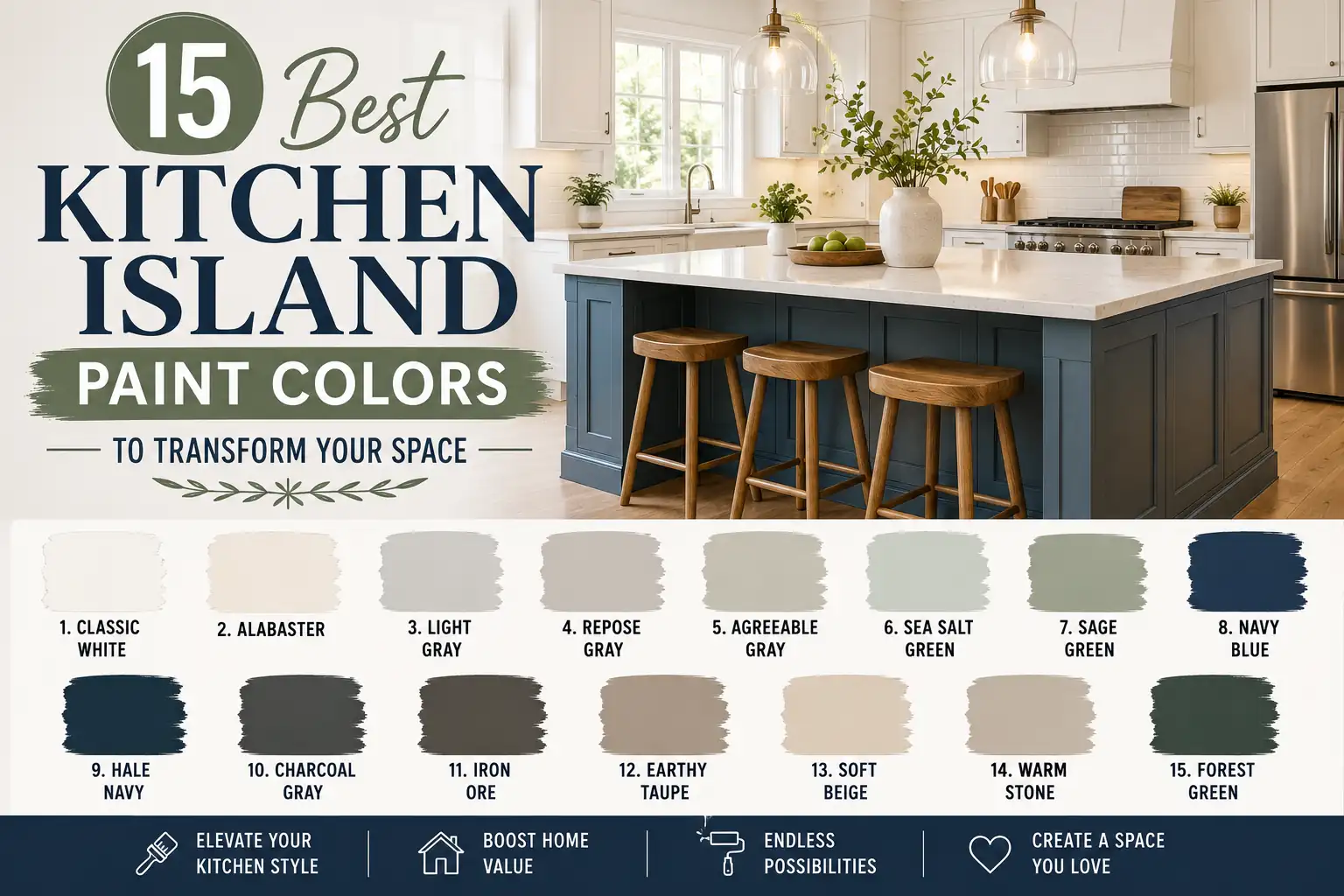 15 Best Kitchen Island Paint Colors to Transform Your Space